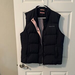 Vineyard Vines Navy Puffer Vest with Pink Lining